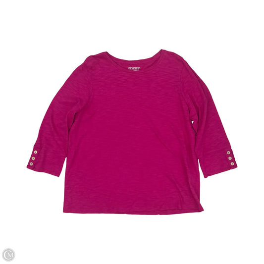 Top 3/4 Sleeve By Chicos In Pink, Size: Xl