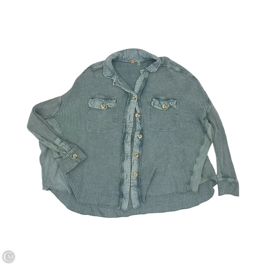 Jacket Shirt By Free People In Blue, Size: S