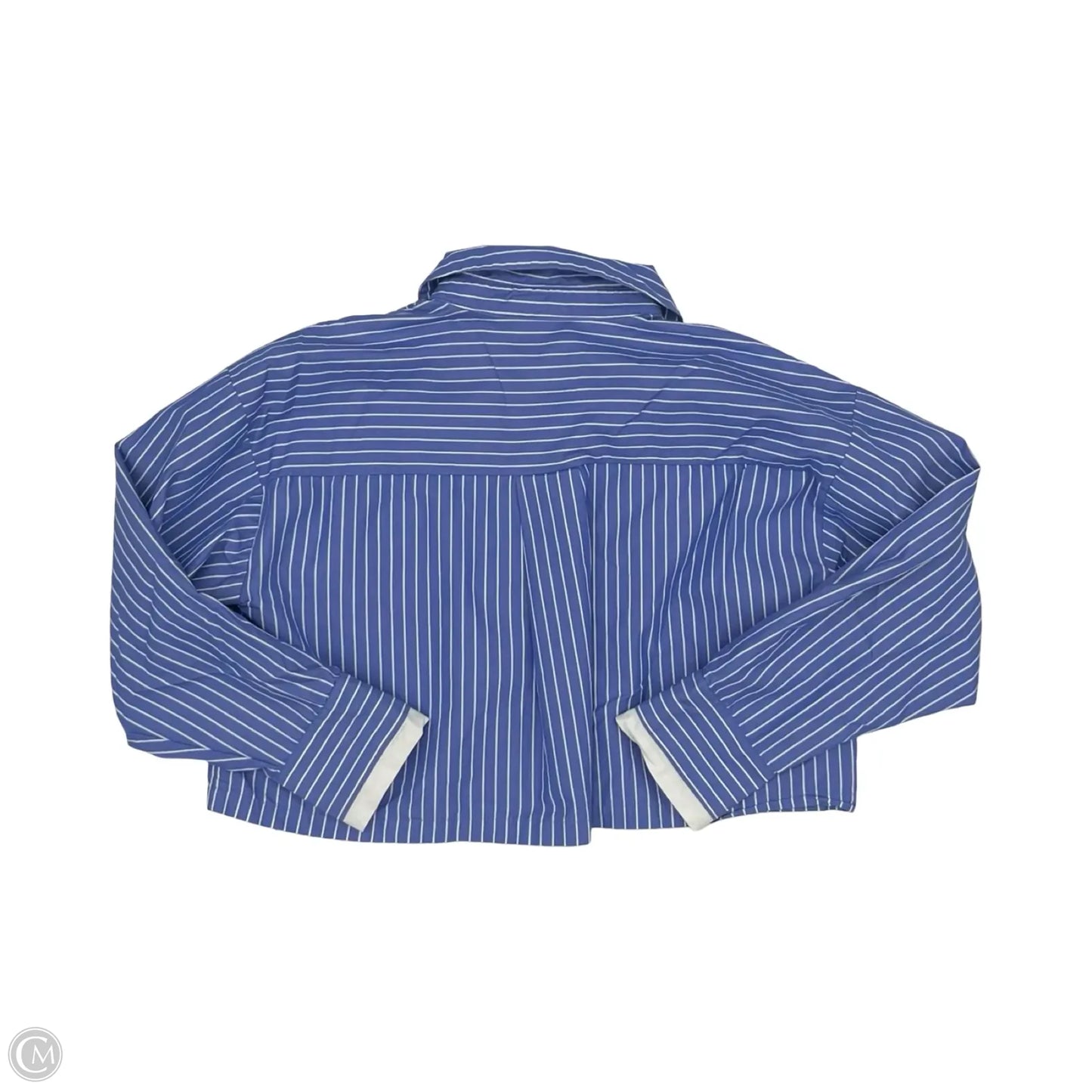 Blouse Long Sleeve By Zara In Blue & White, Size: Xs