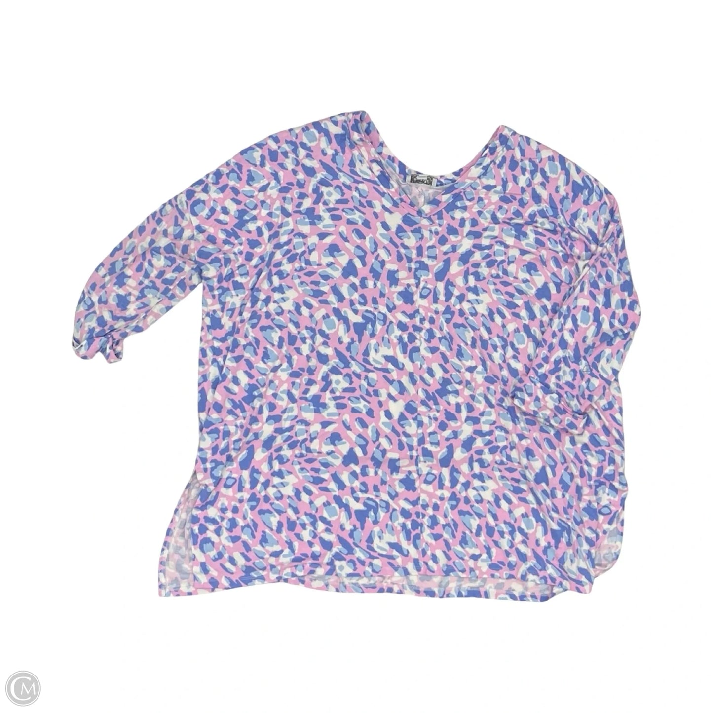Top 3/4 Sleeve By Mudpie In Blue & Pink, Size: Onesize