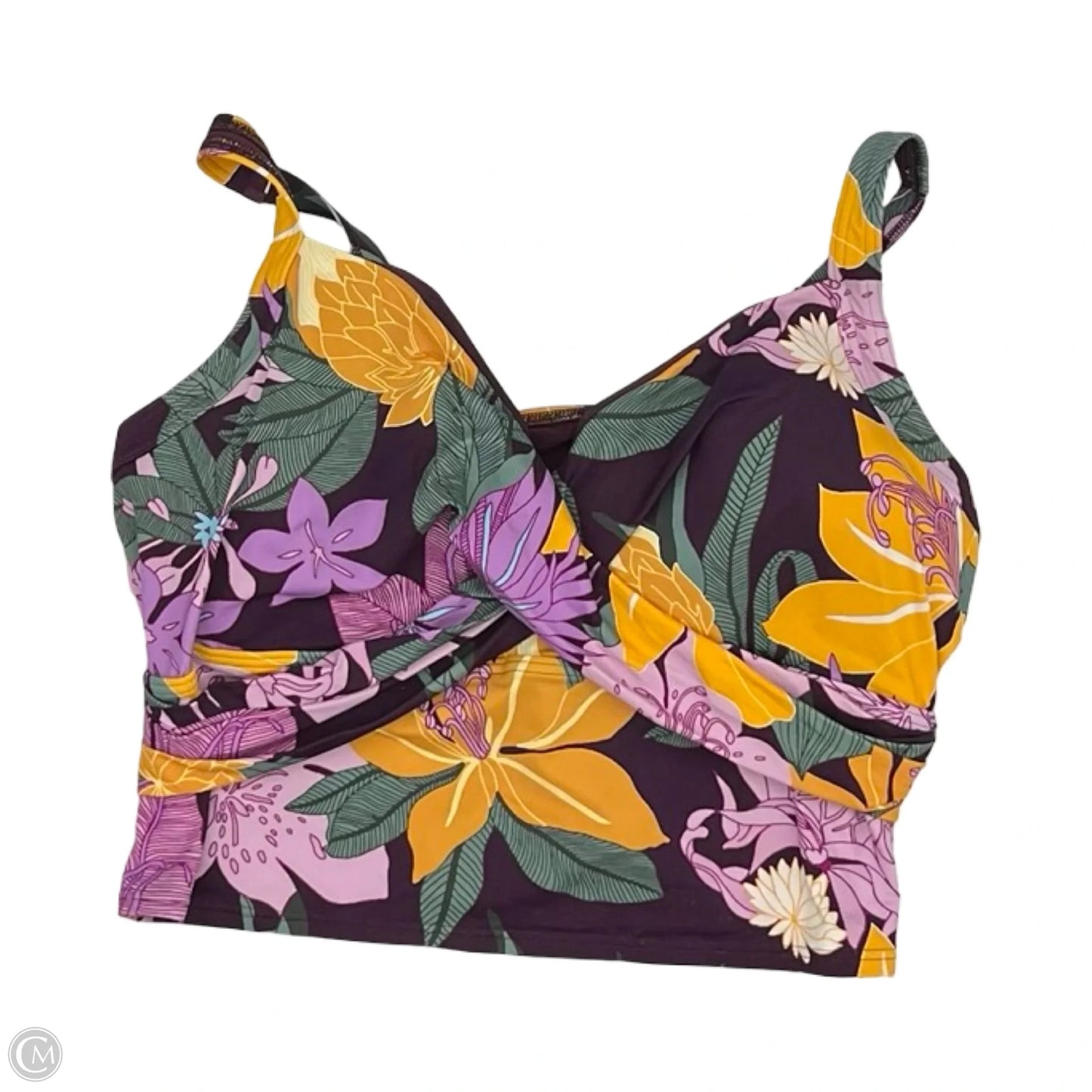 Swimsuit Top By Clothes Mentor In Tropical Print, Size: 26