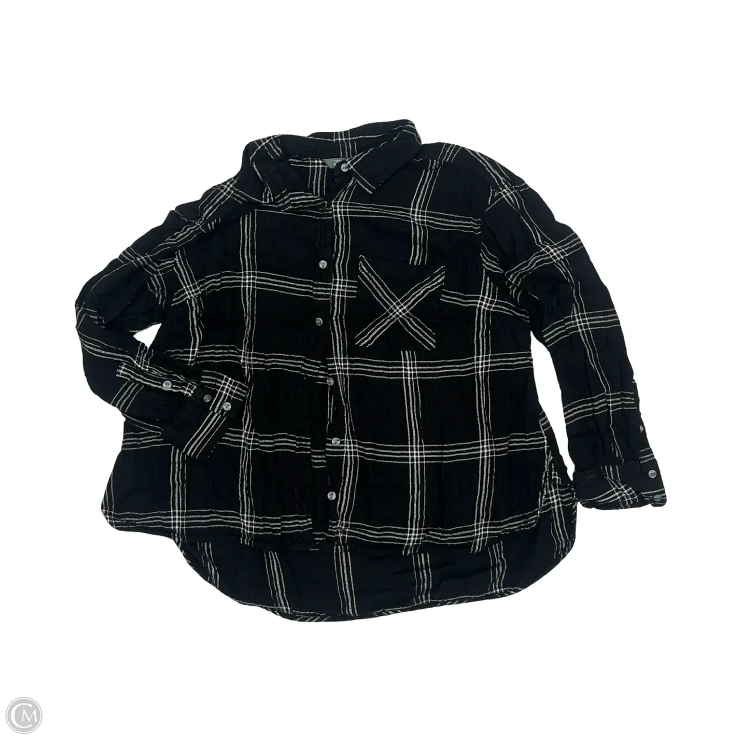 Top Long Sleeve By Terra & Sky In Black & White, Size: 1x