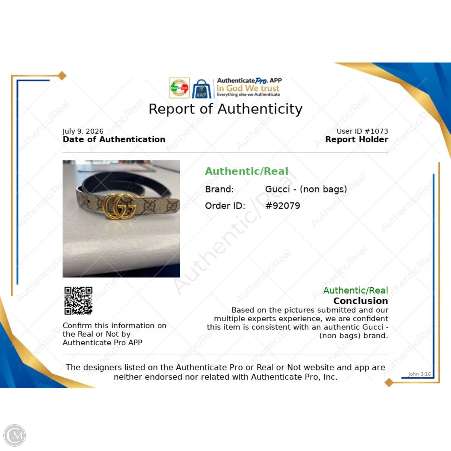 Belt Luxury Designer By Gucci, Size:
