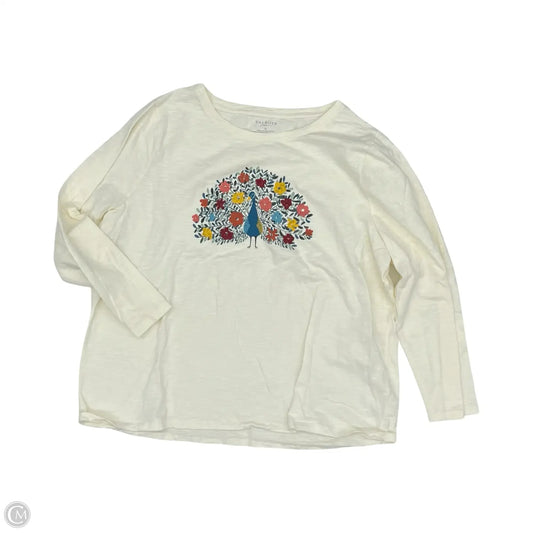 Top Long Sleeve By Talbots In Cream, Size: 3x