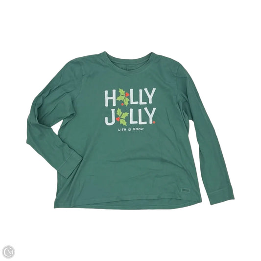 Top Long Sleeve By Life Is Good In Green, Size: Xxl