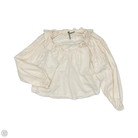 Blouse Long Sleeve By Anthropologie In Cream, Size: M