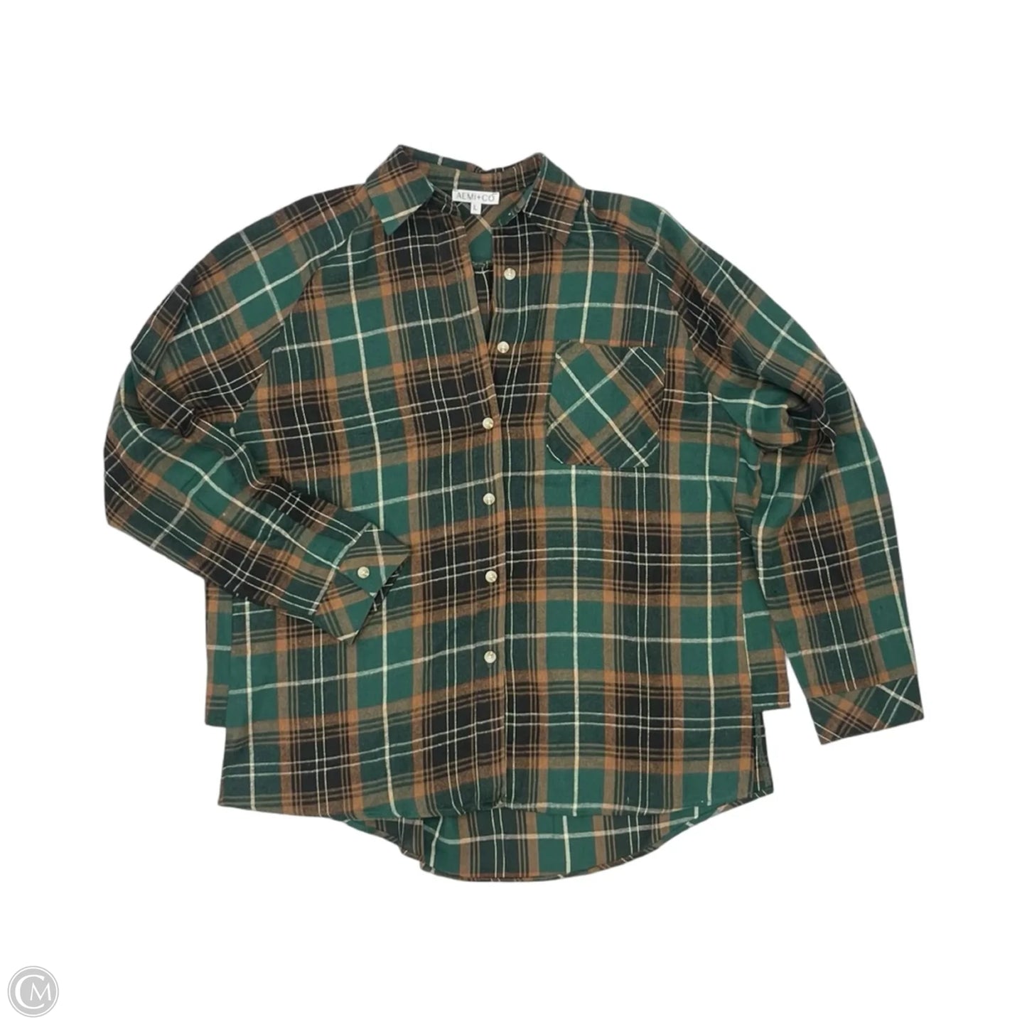 Blouse Long Sleeve By Clothes Mentor In Green, Size: L