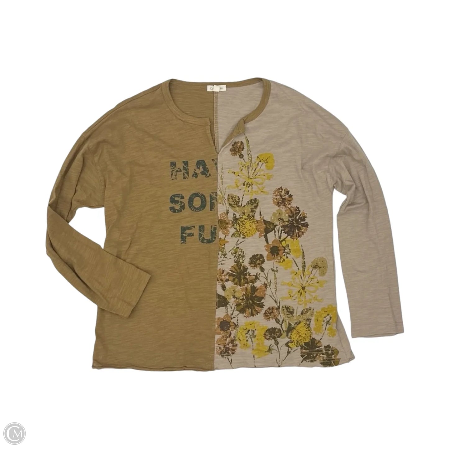 Top Long Sleeve By Cotton Bleu In Tan, Size: L