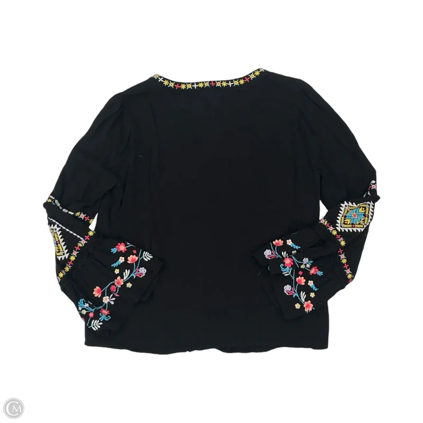 Blouse Long Sleeve By Savanna Jane In Black, Size: L