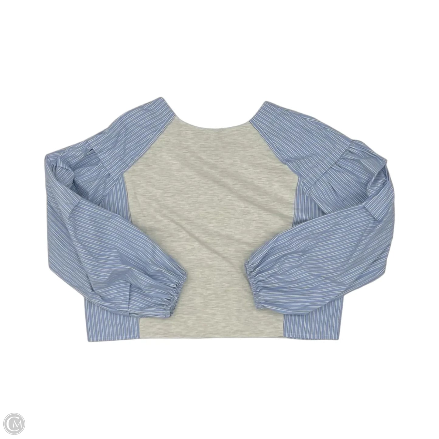 Blouse Long Sleeve By Anthropologie In Blue & Grey, Size: M