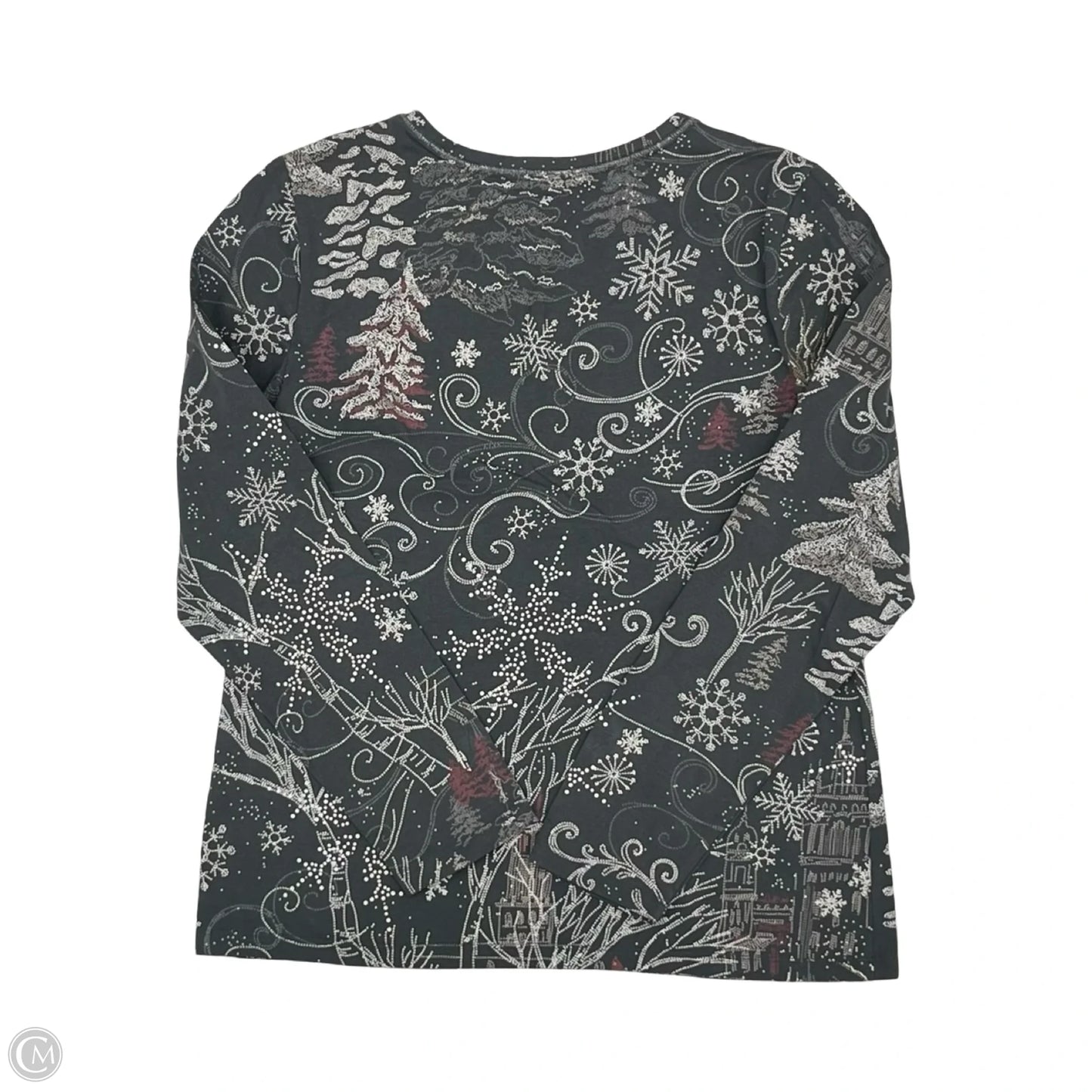 Top Long Sleeve By Christopher And Banks In Cream & Grey, Size: M