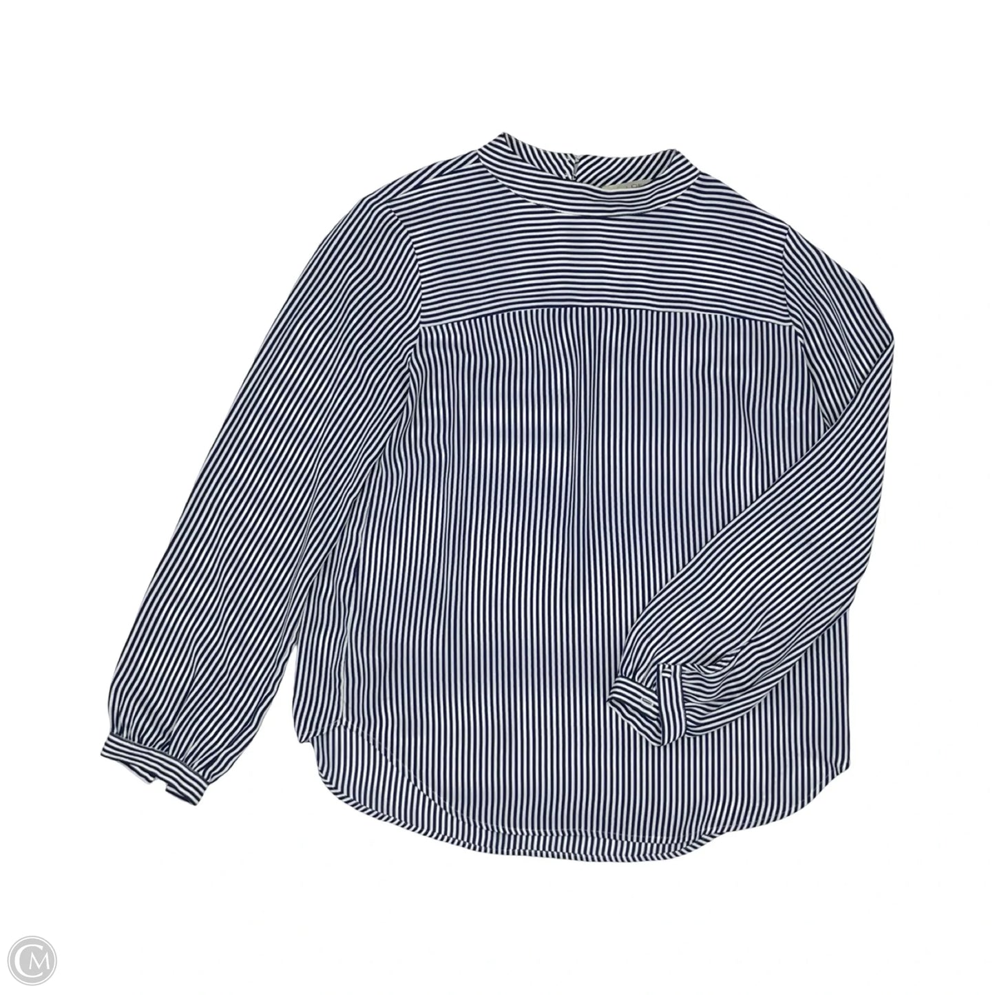 Blouse Long Sleeve By Loft In Blue & White, Size: S