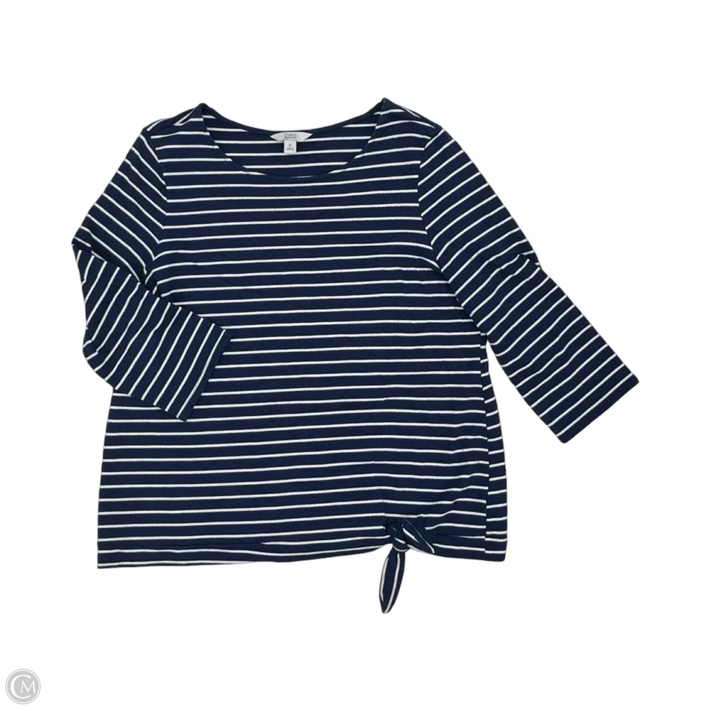 Top 3/4 Sleeve By Croft And Barrow In Blue & White, Size: Xl