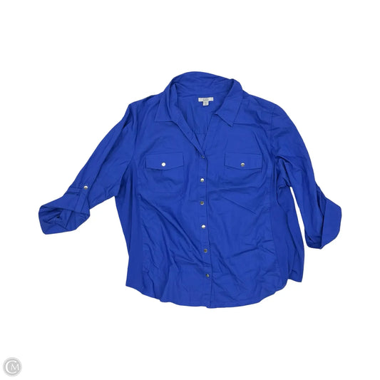 Top 3/4 Sleeve By Croft And Barrow In Blue, Size: 3x