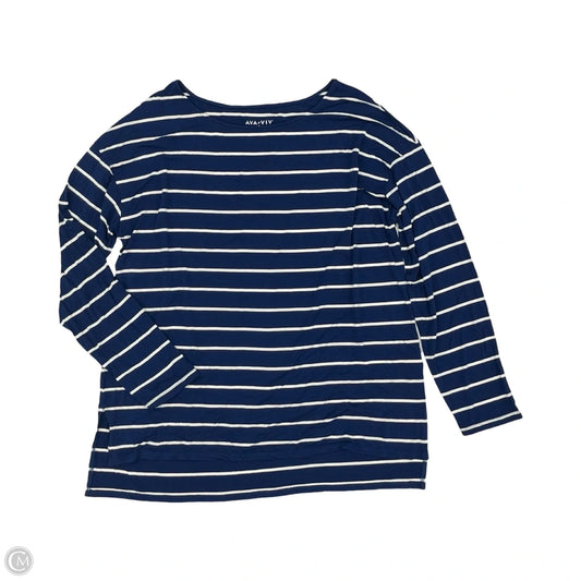 Top Long Sleeve By Ava & Viv In Blue & White, Size: 1x