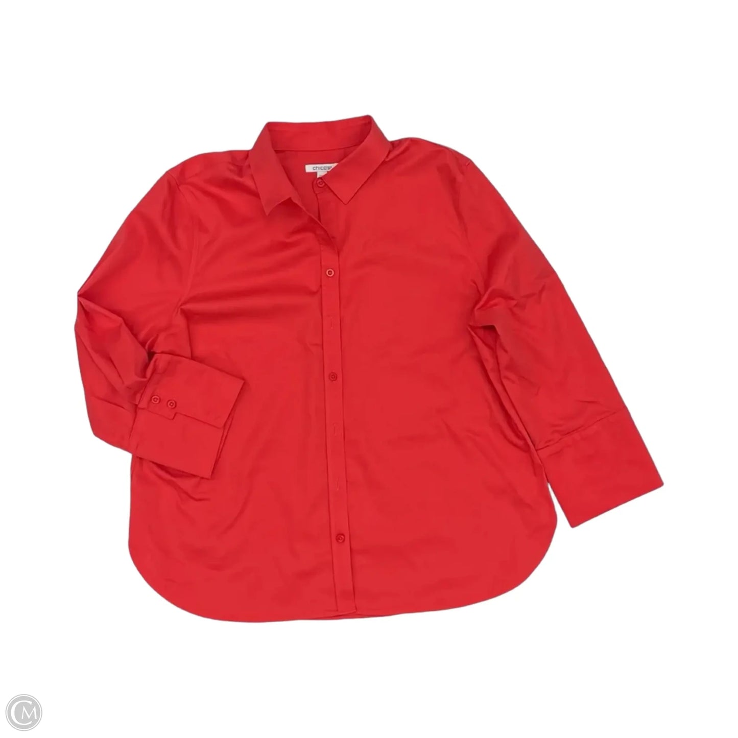 Blouse 3/4 Sleeve By Chicos In Red, Size: Xl