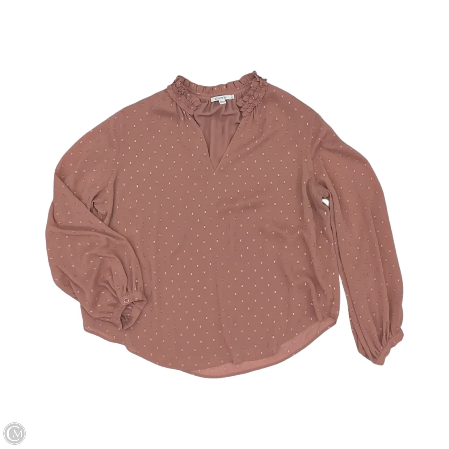 Blouse Long Sleeve By Chicos In Pink, Size: Xl