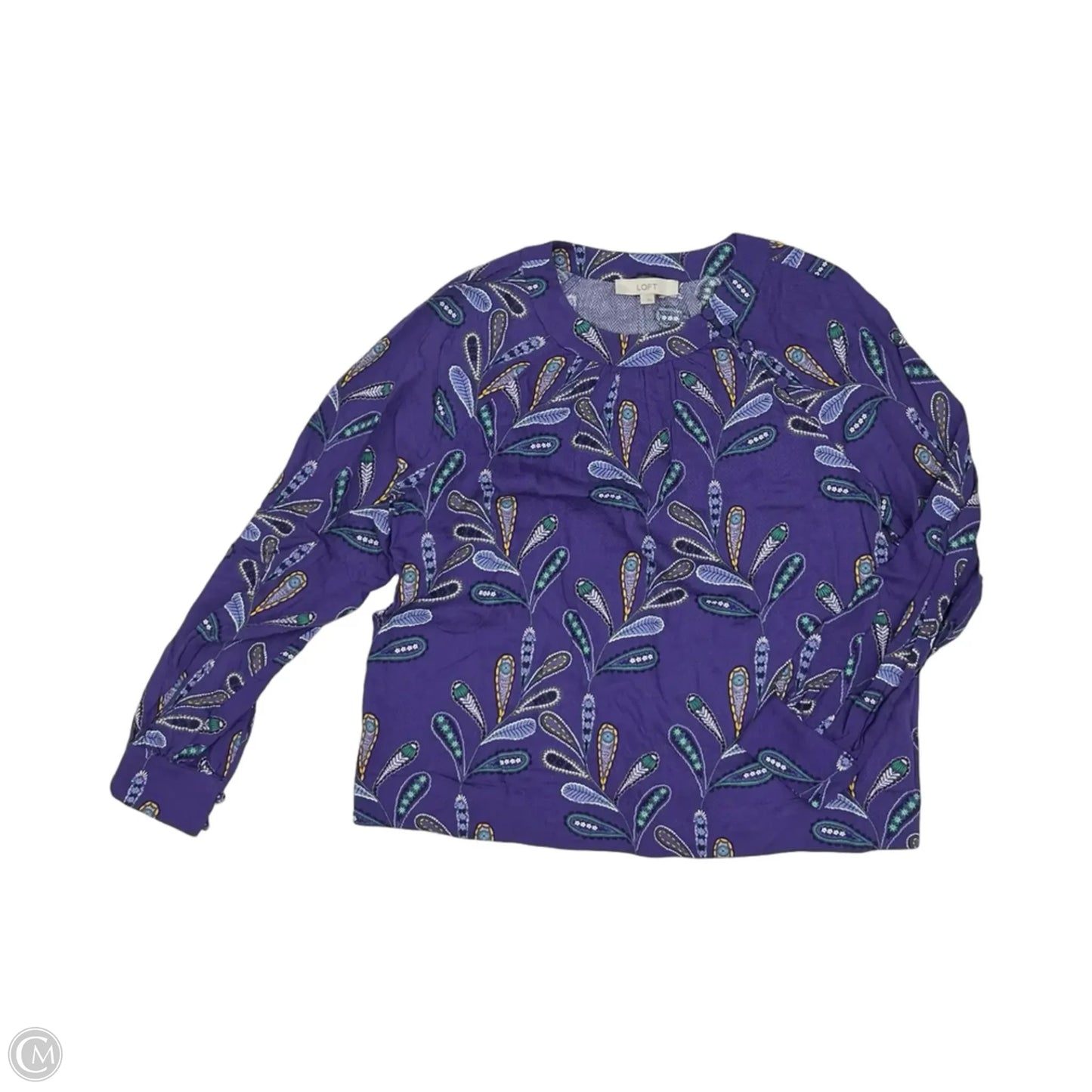Blouse Long Sleeve By Loft In Purple, Size: L