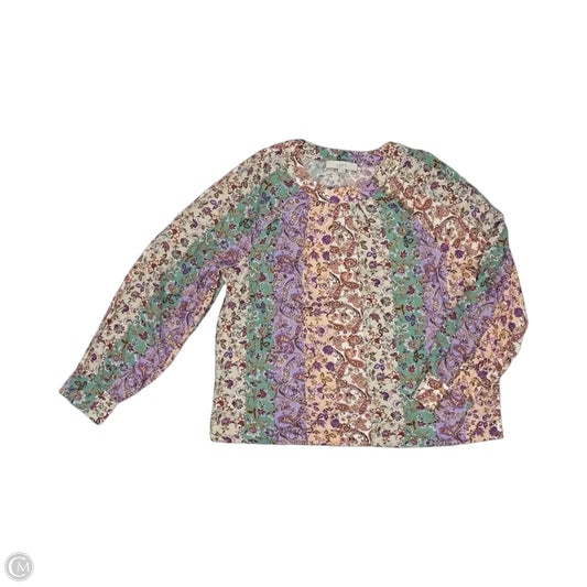 Blouse Long Sleeve By Loft In Multi-colored, Size: L