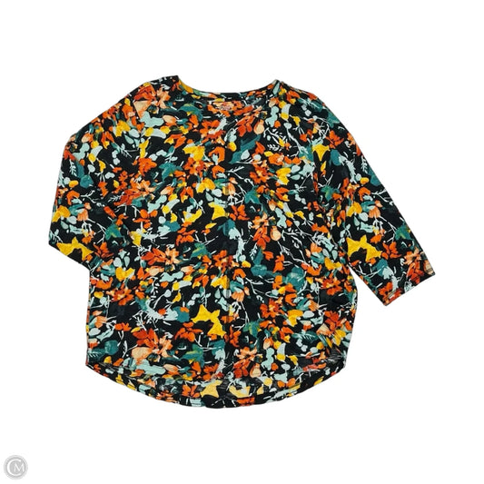 Top 3/4 Sleeve By West Bound In Black & Orange, Size: 1x