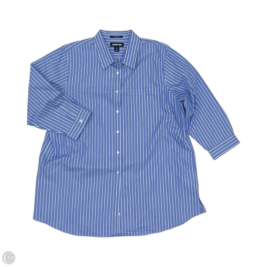 Blouse 3/4 Sleeve By Lands End In Blue & White, Size: 1x