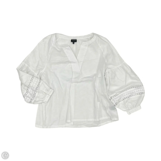 Blouse Long Sleeve By Who What Wear In White, Size: Xl
