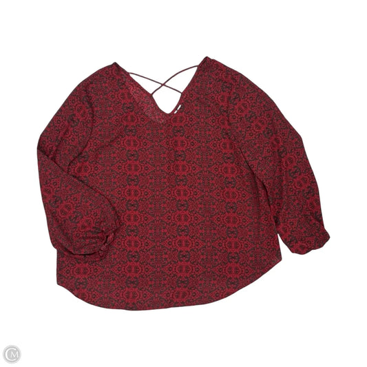 Blouse Long Sleeve By Cato In Grey & Red, Size: 3x