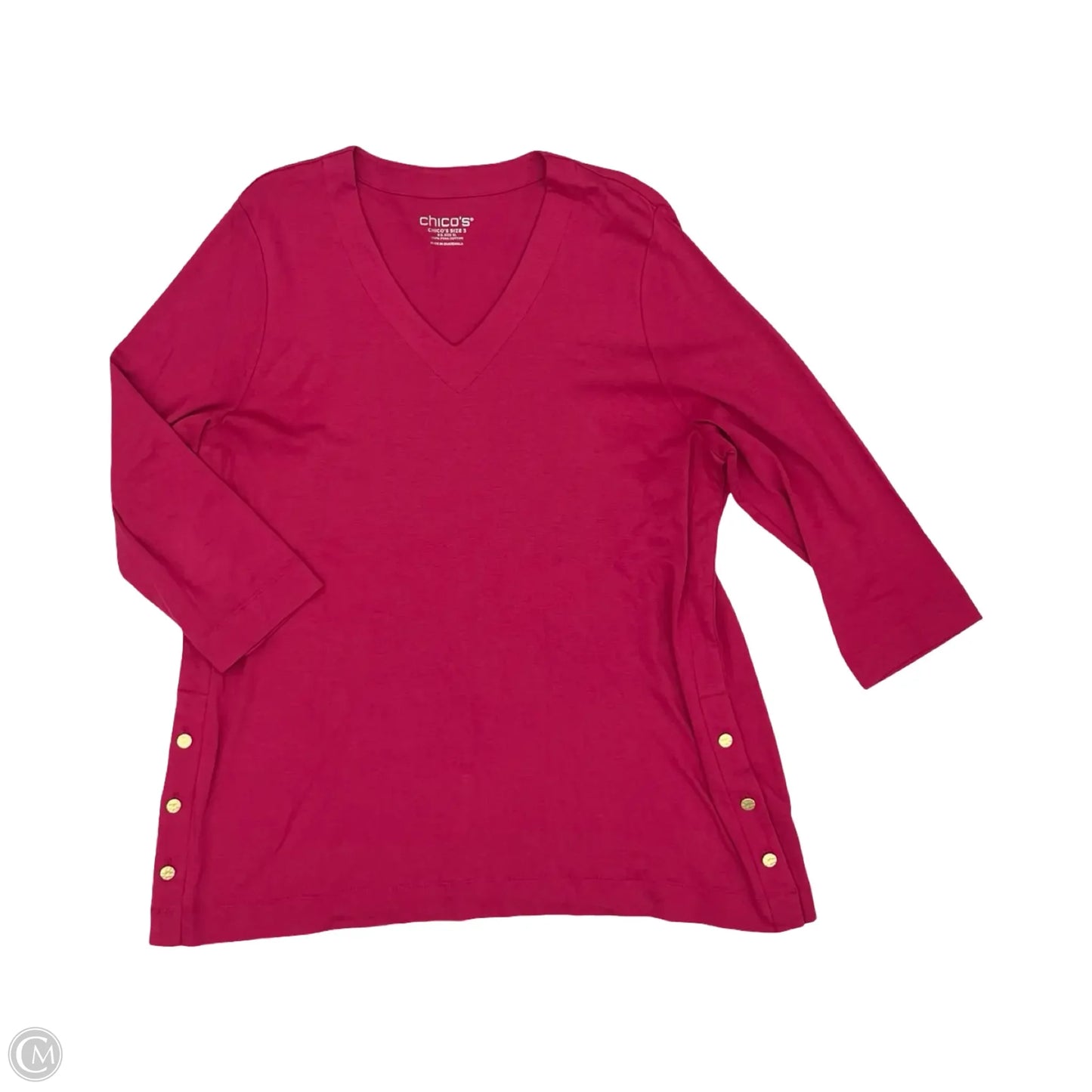 Top 3/4 Sleeve By Chicos In Pink, Size: Xl
