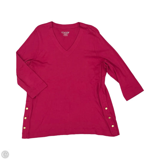Top 3/4 Sleeve By Chicos In Pink, Size: Xl