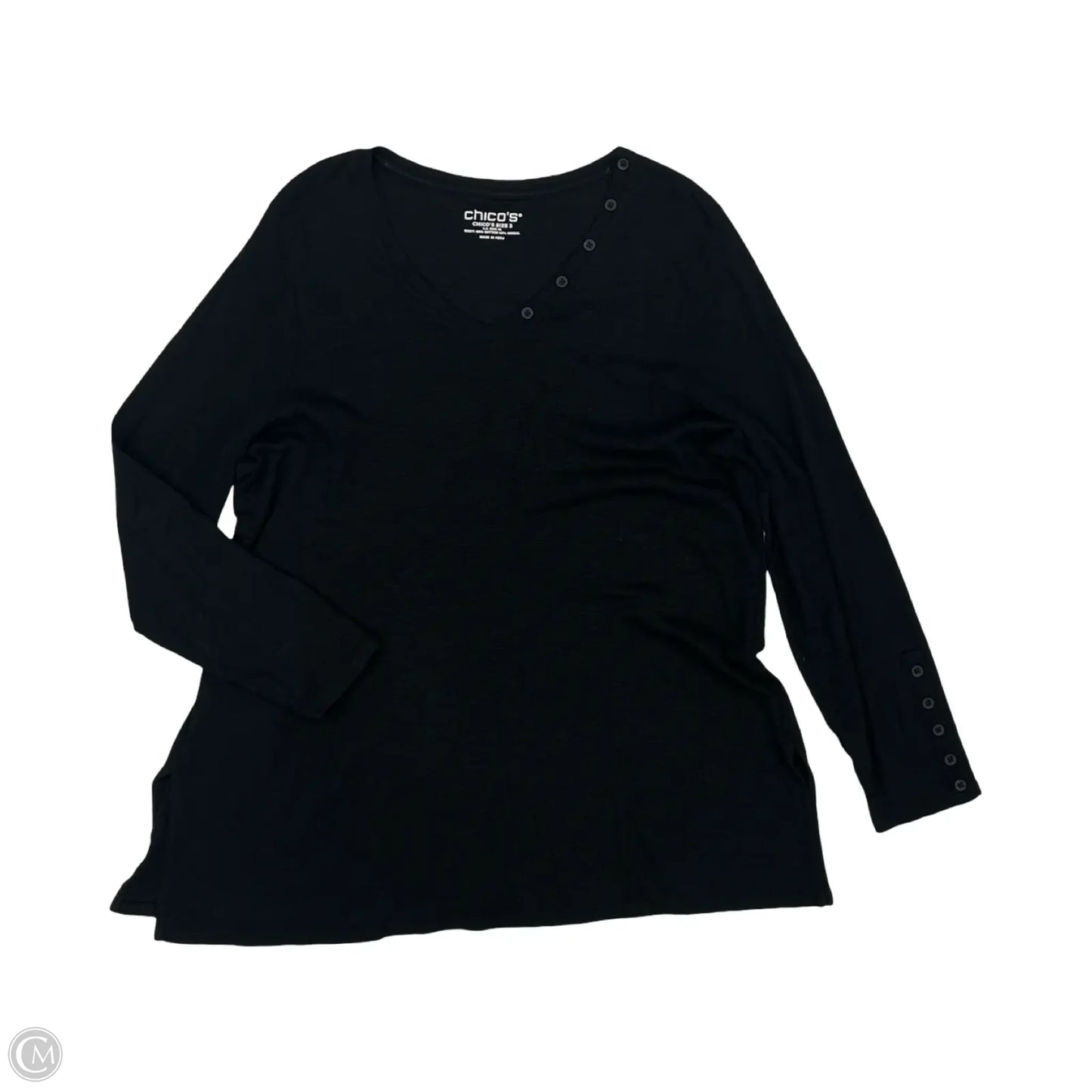 Top Long Sleeve By Chicos In Black, Size: Xl