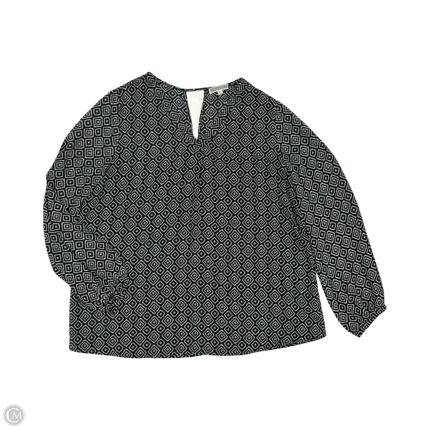 Blouse Long Sleeve By Pleione In Black & White, Size: Xl