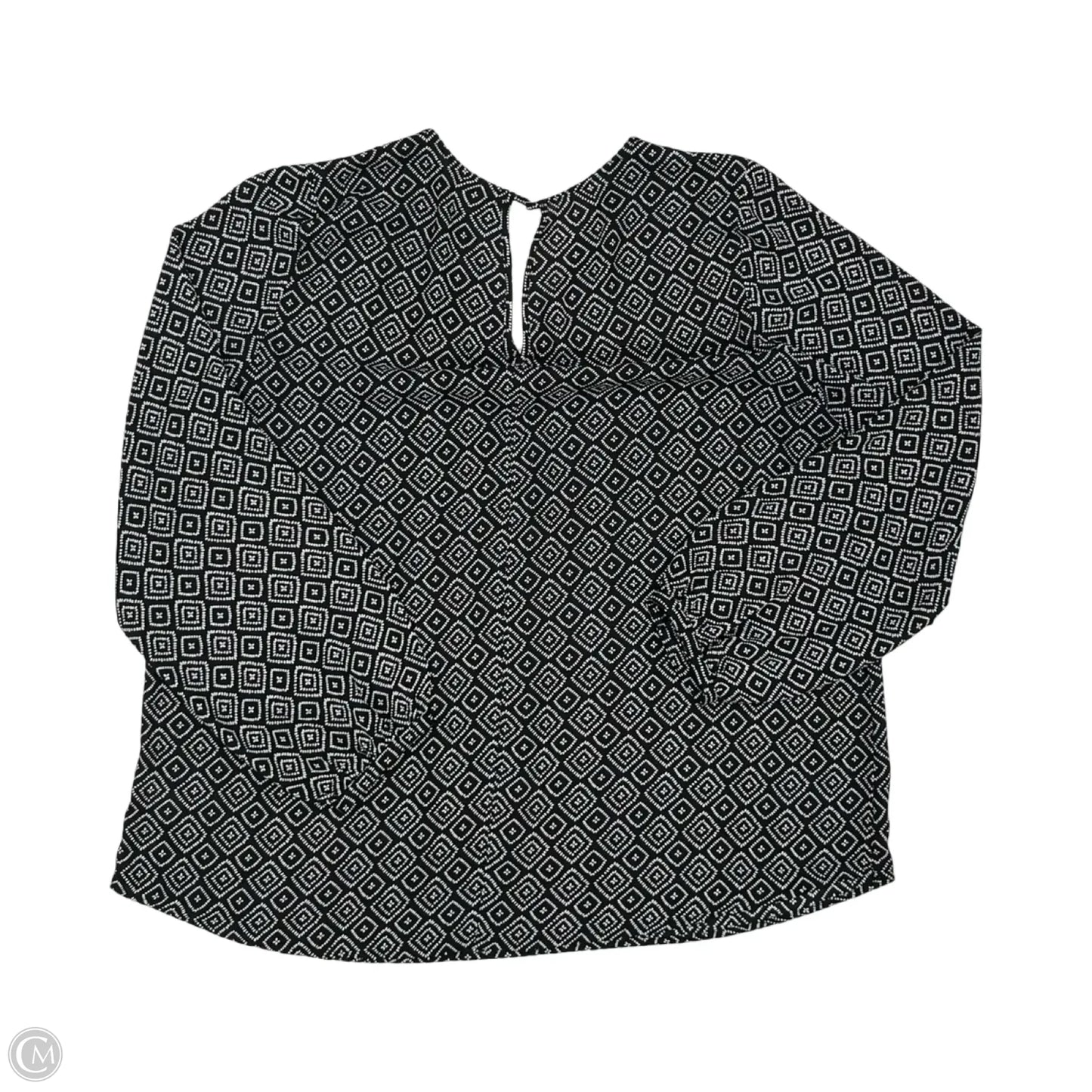 Blouse Long Sleeve By Pleione In Black & White, Size: Xl
