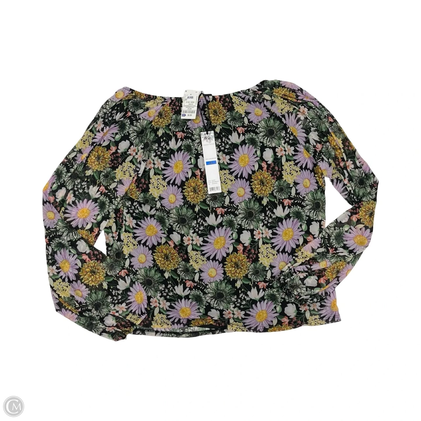Blouse Long Sleeve By Madison In Floral Print, Size: Xl