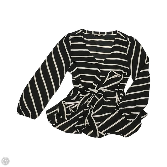 Blouse 3/4 Sleeve By Loft In Black & Tan, Size: M