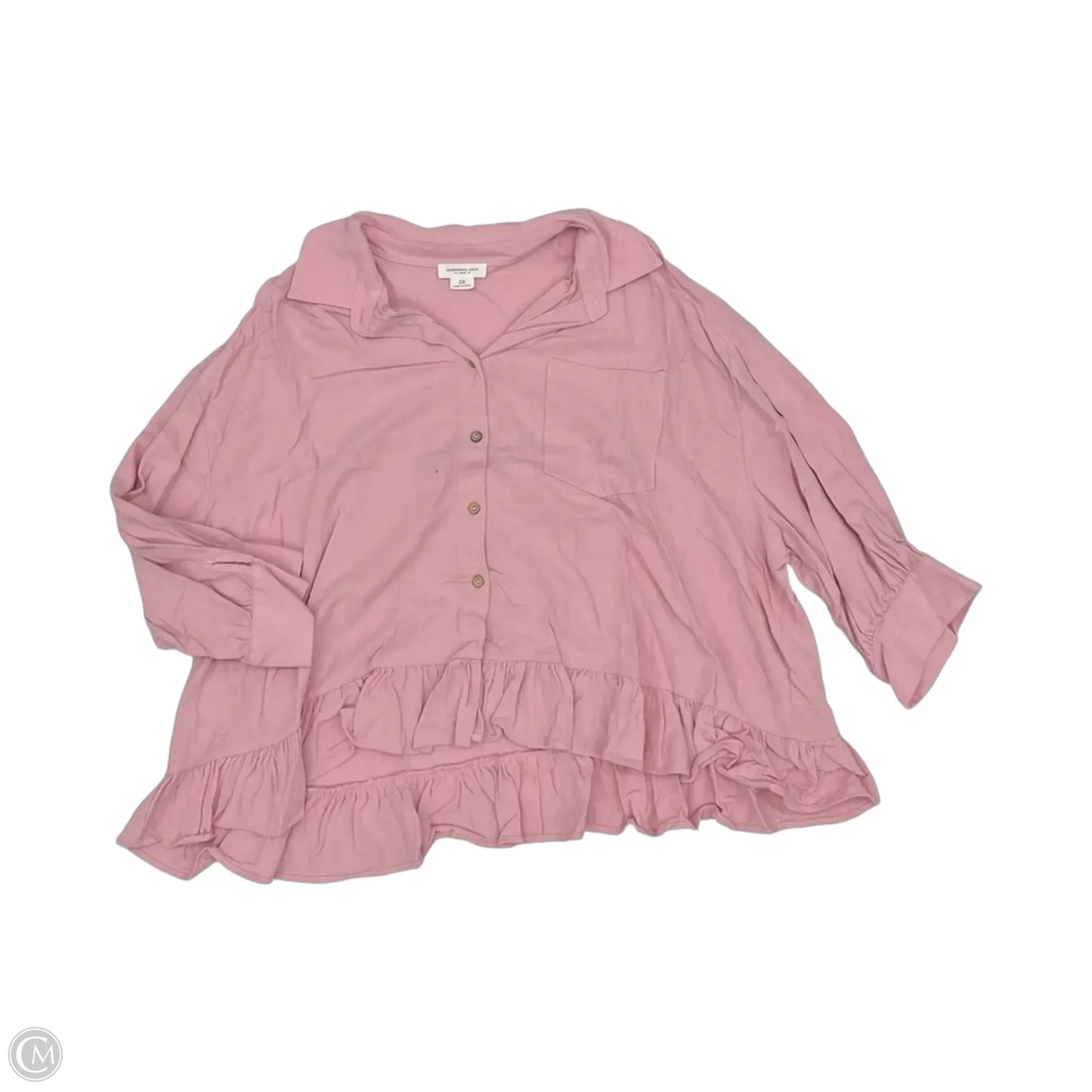 Blouse 3/4 Sleeve By Chicsoul In Pink, Size: 2x