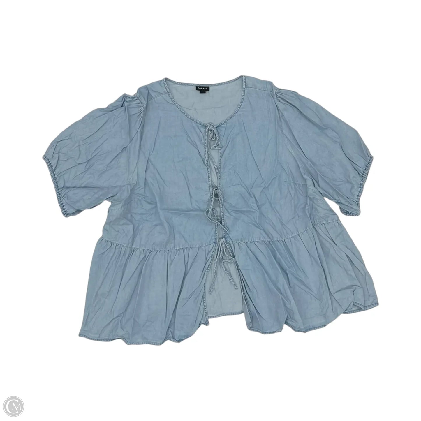 Blouse 3/4 Sleeve By She + Sky In Red & White, Size: L
