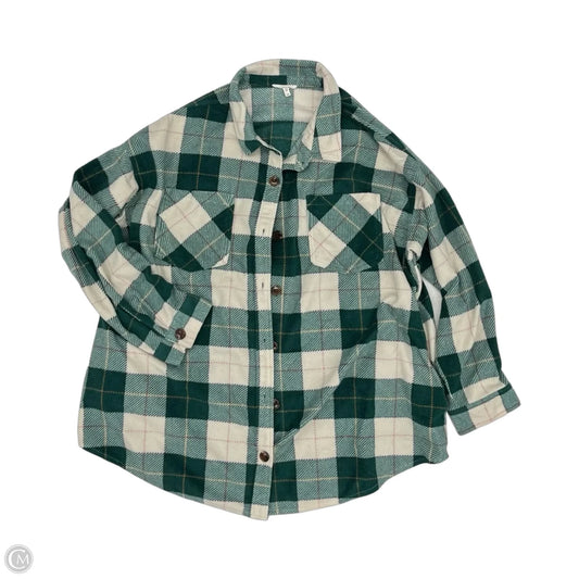 Jacket Shirt By Maurices In Cream & Green, Size: 3x