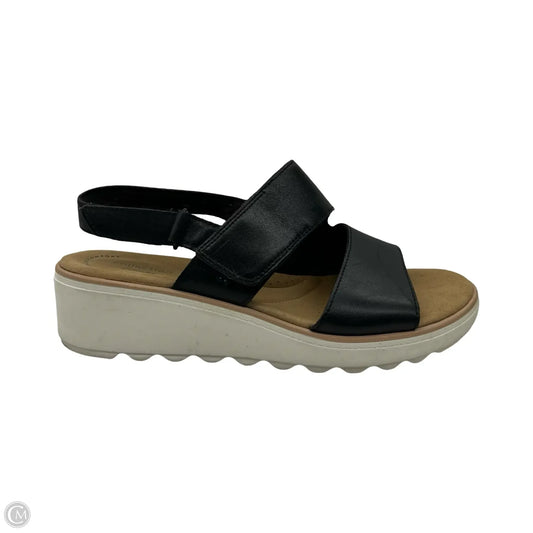 Sandals Heels Wedge By Clarks In Black, Size: 8