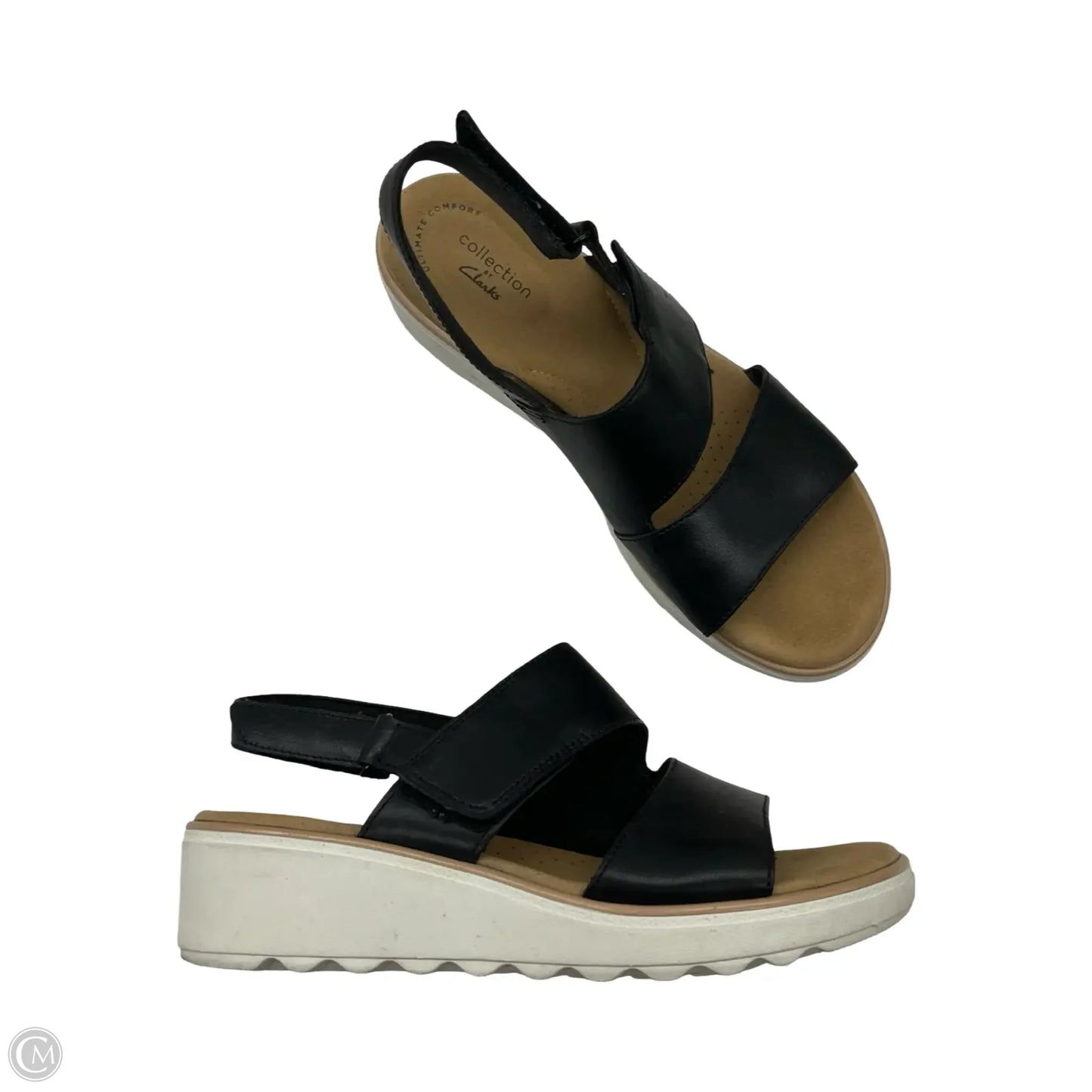 Sandals Heels Wedge By Clarks In Black, Size: 8