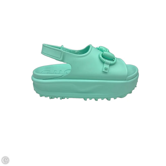 Sandals Luxury Designer By Gucci In Aqua, Size: 5.5