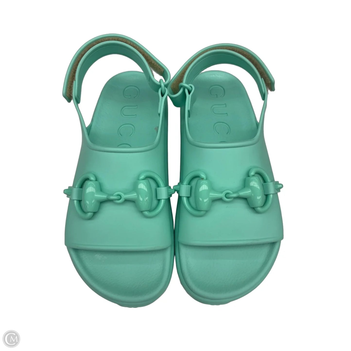 Sandals Luxury Designer By Gucci In Aqua, Size: 5.5