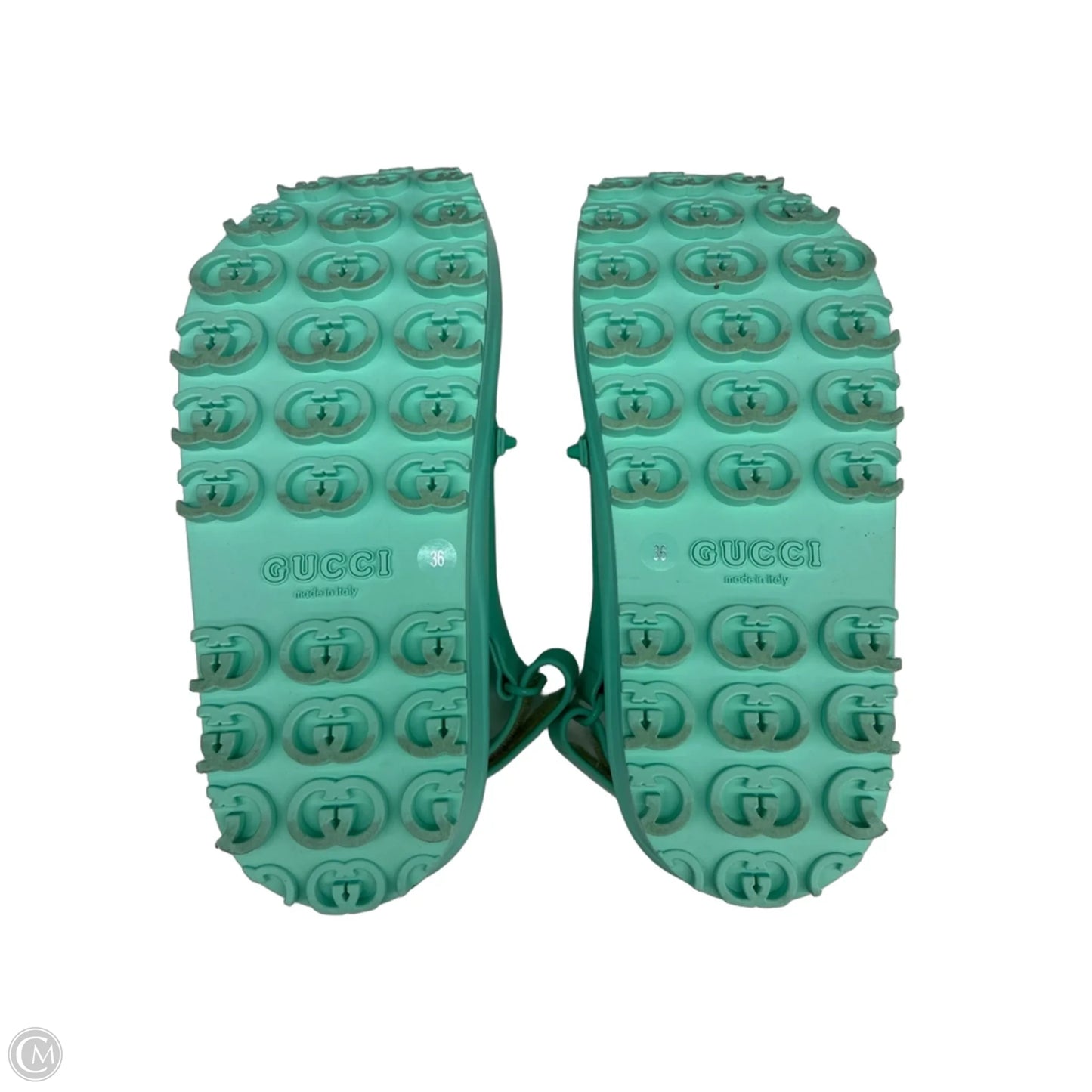 Sandals Luxury Designer By Gucci In Aqua, Size: 5.5