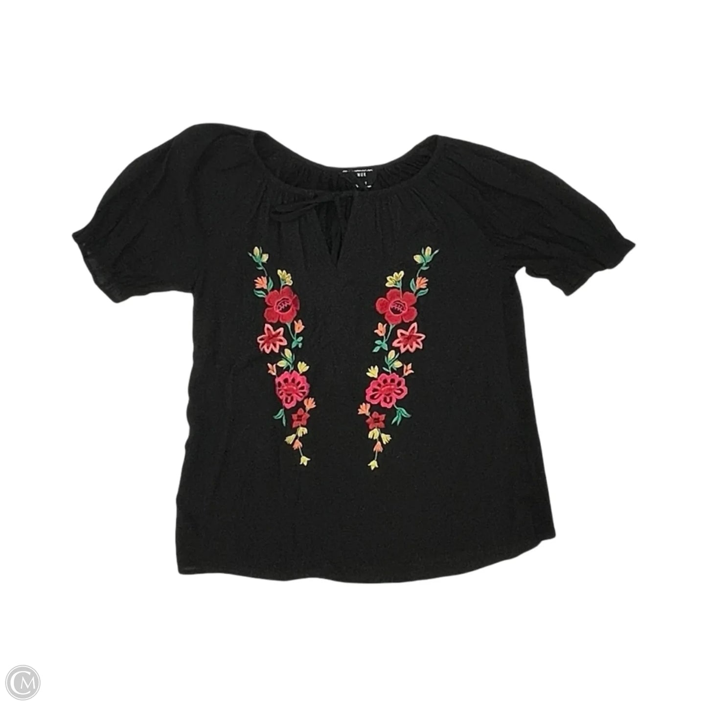 Blouse Short Sleeve By Clothes Mentor In Black, Size: S