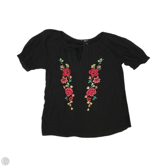 Blouse Short Sleeve By Clothes Mentor In Black, Size: S