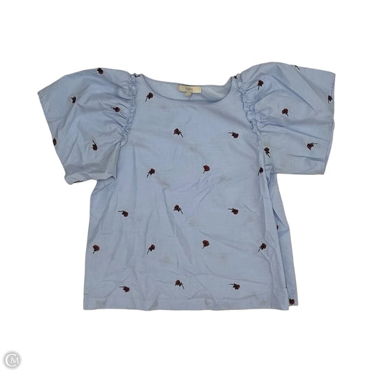 Blouse Short Sleeve By Loft In Blue & Red, Size: M