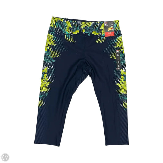 Athletic Leggings Capris By Fila In Blue & Yellow, Size: Xxl