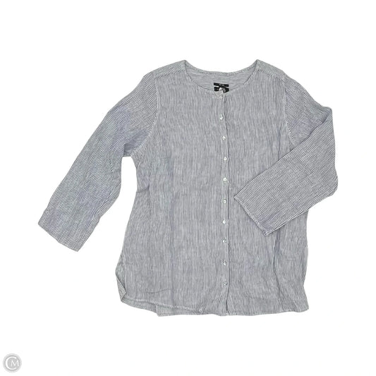 Tunic Long Sleeve By Jones And Co In Blue & White, Size: 1x