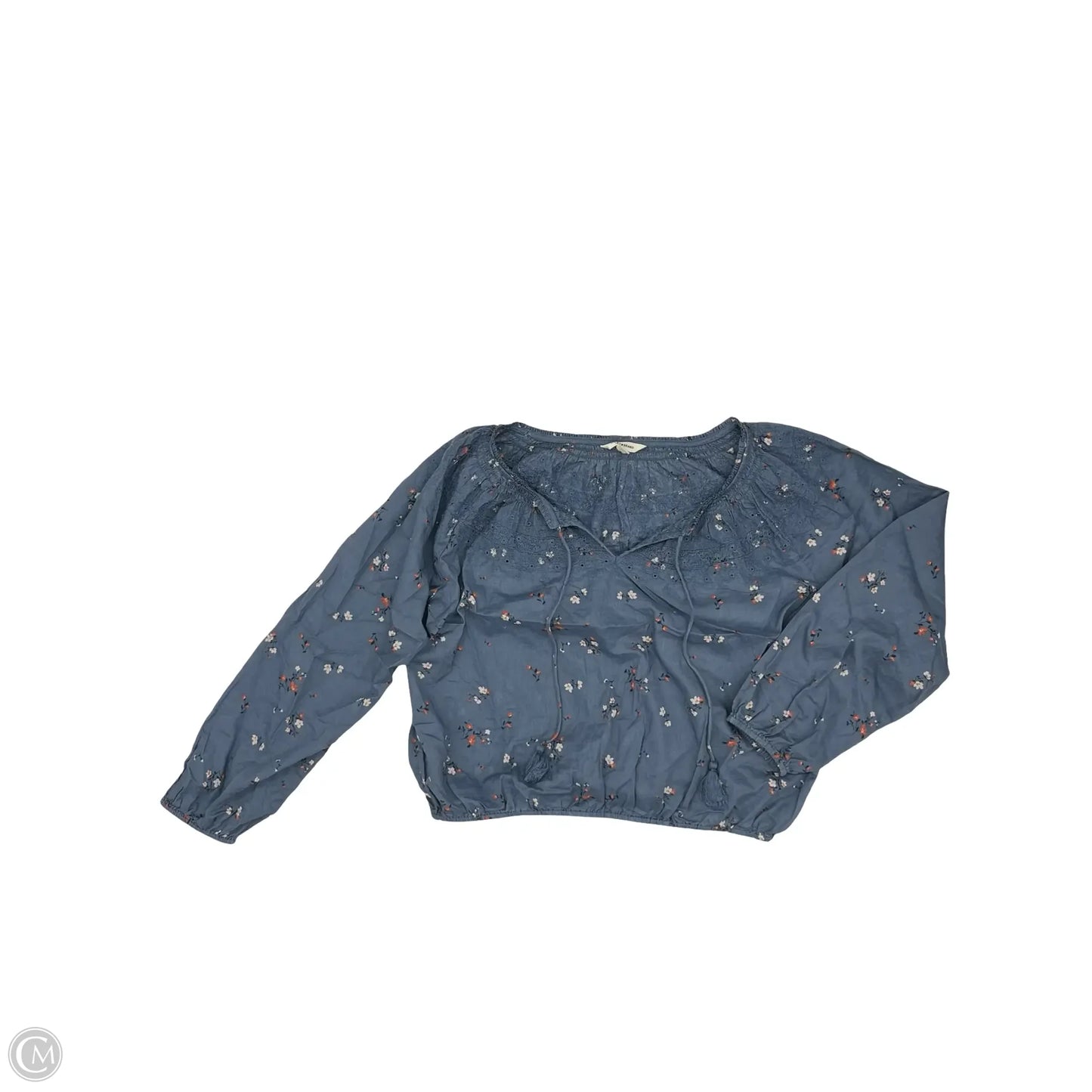 Blouse Long Sleeve By Lucky Brand In Blue, Size: L