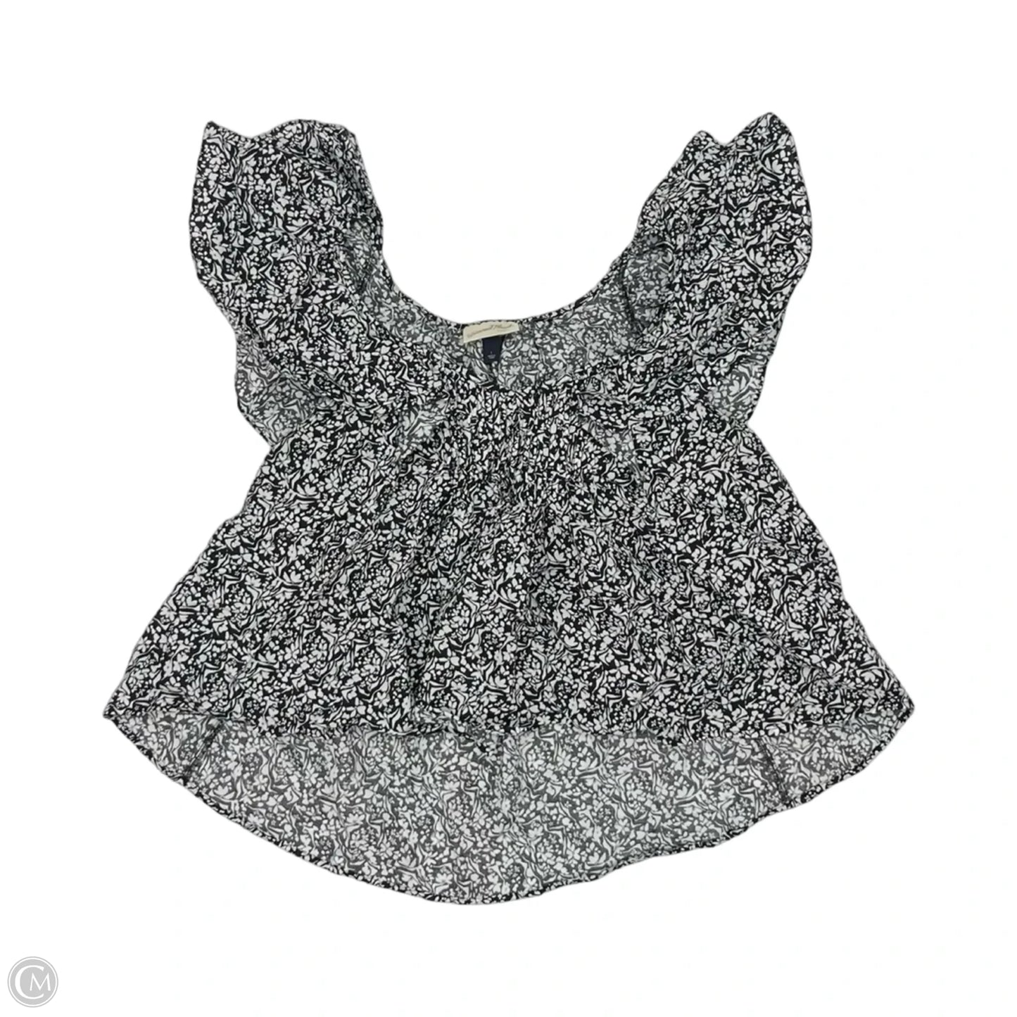 Blouse Short Sleeve By Universal Thread In Black & White, Size: L