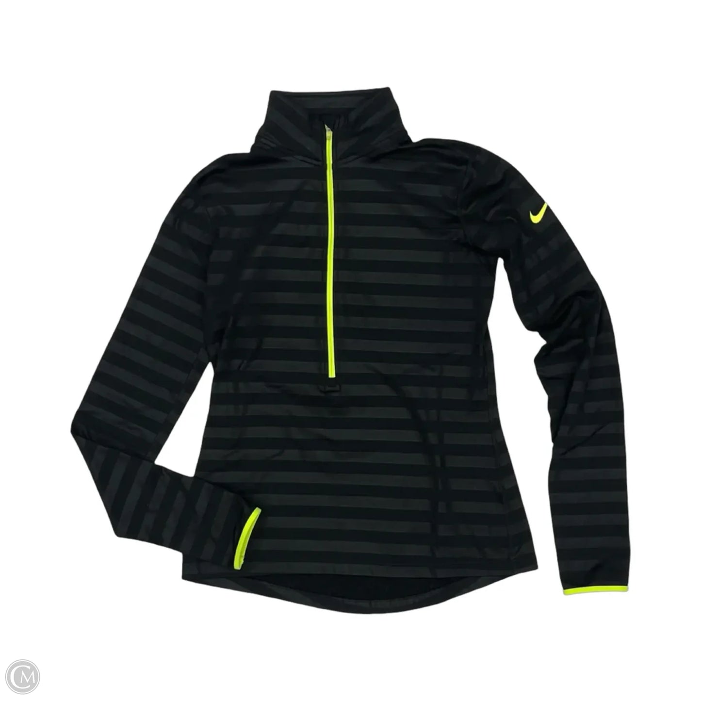 Athletic Top Long Sleeve Collar By Nike In Black, Size: M